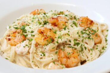 Receta de pasta Alfredo con camarones