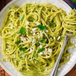 Receta de espagueti verde con queso philadelphia y chile poblano