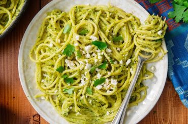 Receta de espagueti verde con queso philadelphia y chile poblano