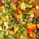 Menestra de verduras con taquitos de jamón receta española
