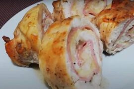 Pollo enrollado con jamón y queso en rodajas receta peruana