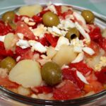 Rin ran de bacalao con patatas y pimientos receta española