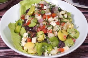 Solterito de queso con habas, choclo y aceitunas receta peruana