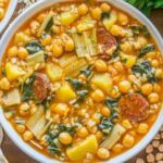 Potaje de acelgas y garbanzos con morcilla y patatas receta casera española